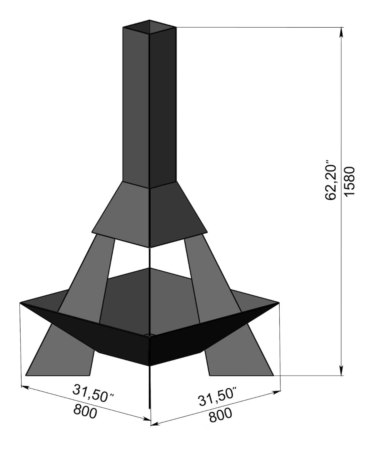 Quemador Pyramid Rocket Nabrasa - medidas