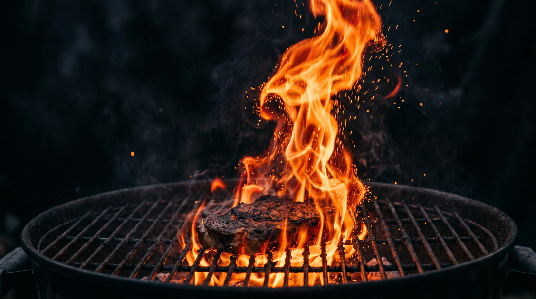 Llamarada por grasa en la parrilla, uno de los errores comunes del asado
