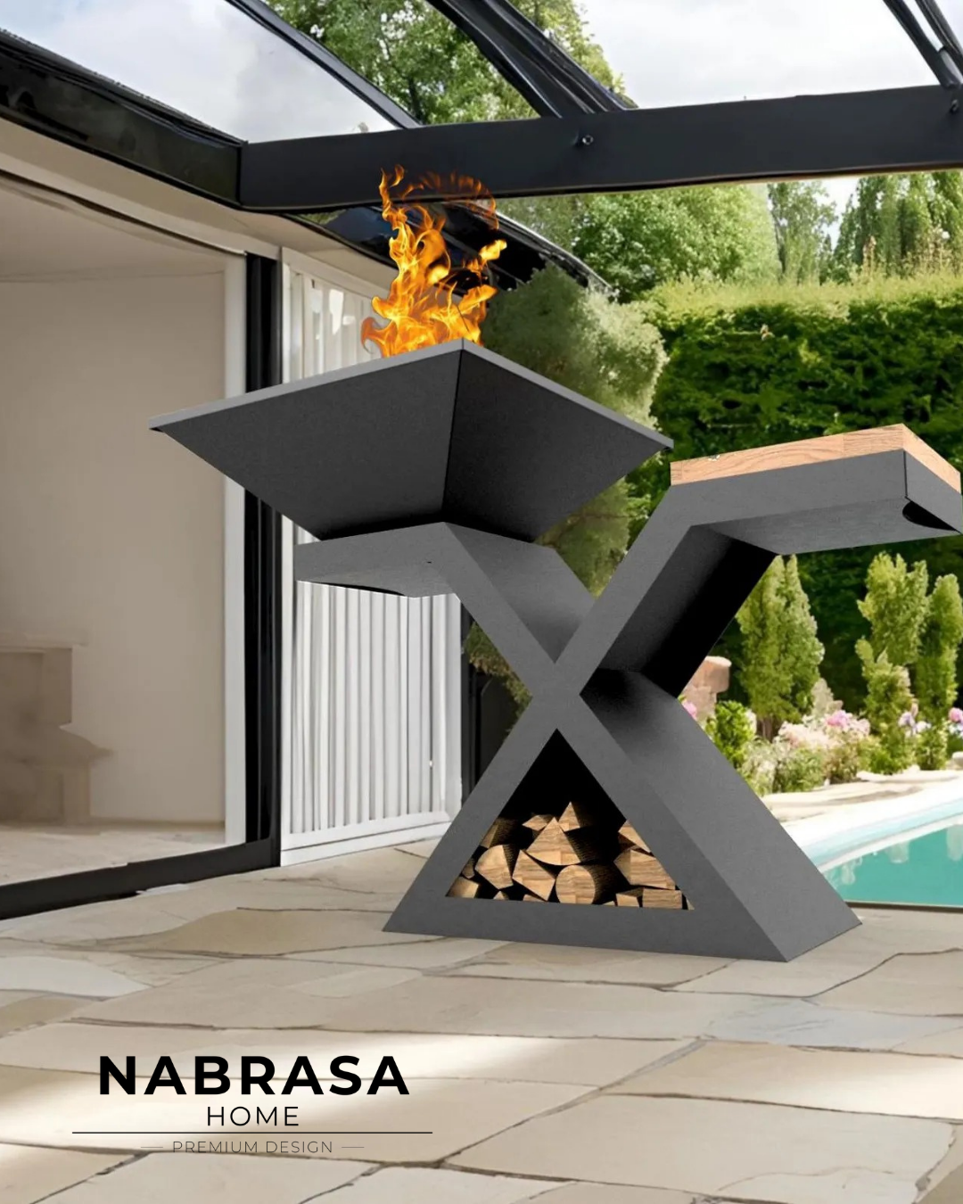 Mesa Fogonera con Parrilla Acero Inoxidable Nabrasa Uruguay