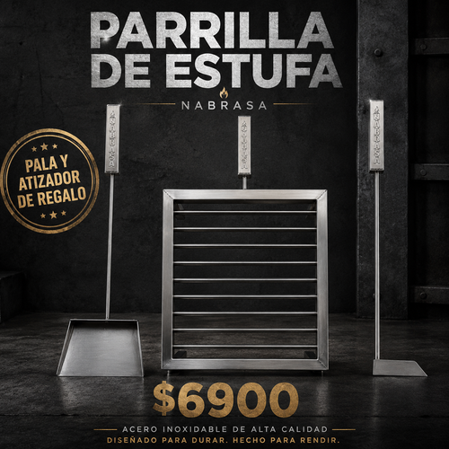 Parrilla de Estufa Inox + Pala y Atizador de Regalo | NABRASA