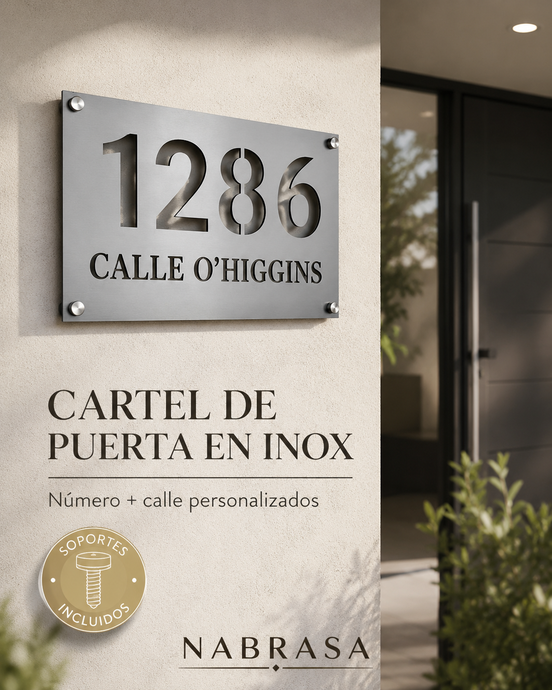 Número De Casa En Acero Inoxidable Calado + Nombre De Calle