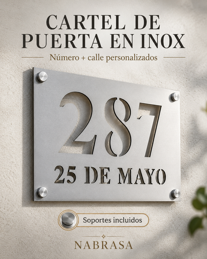 Número De Casa En Acero Inoxidable Calado + Nombre De Calle