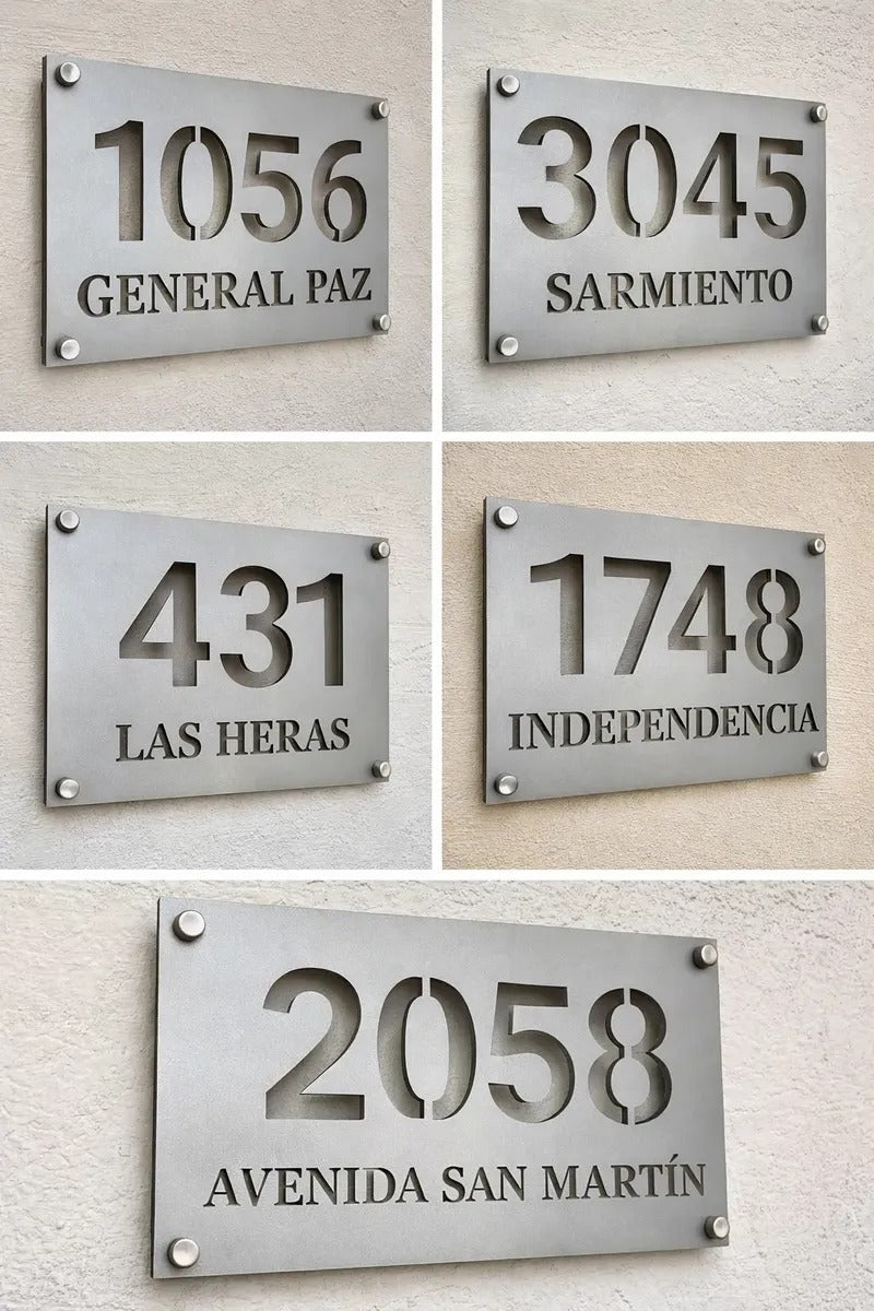 Número de Casa Acero Inoxidable Calado Nabrasa Uruguay